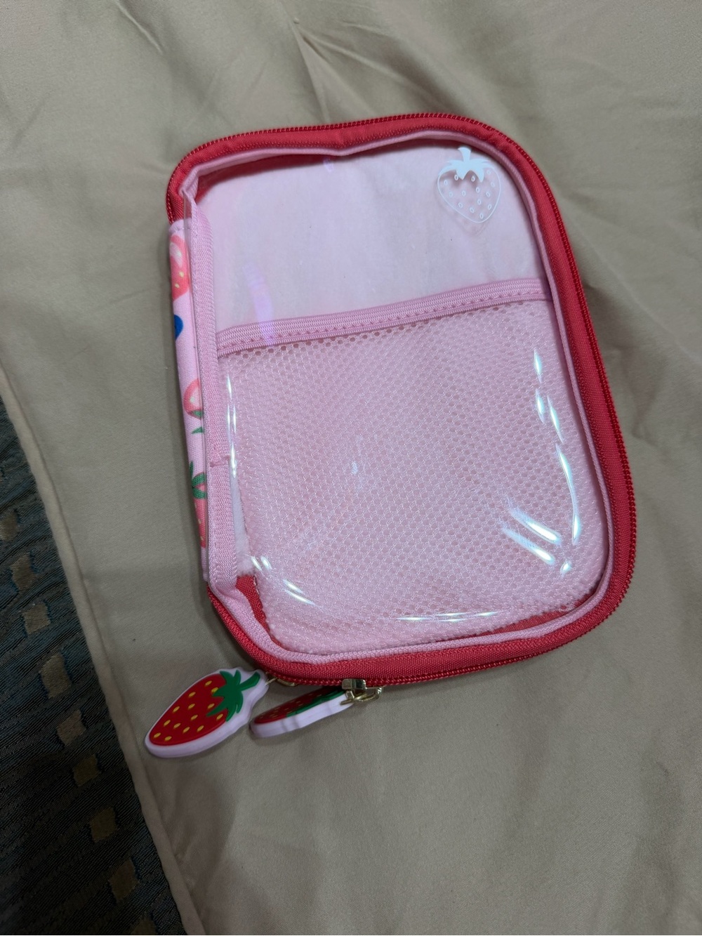 Strawberry Pink and red Tech Case Organizer